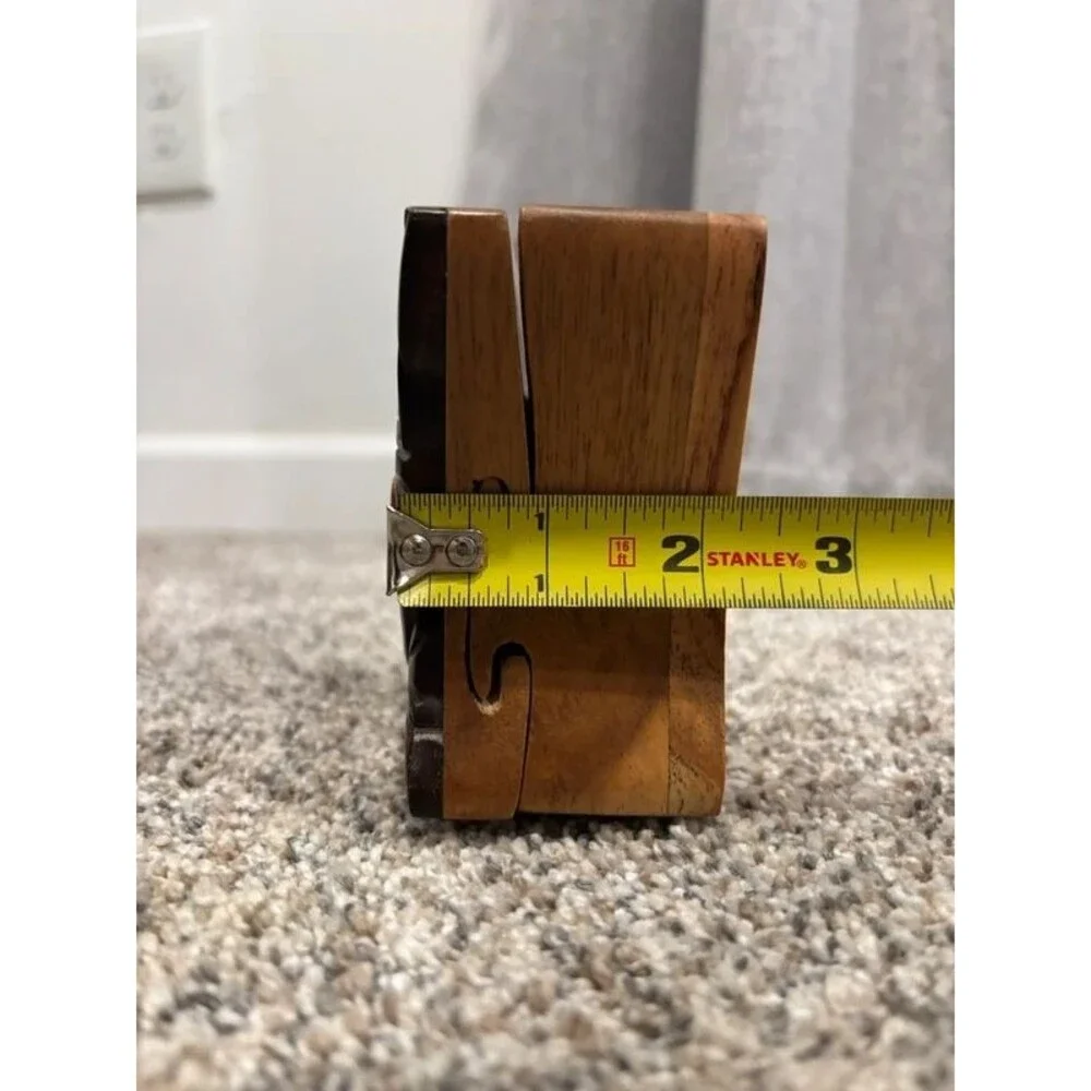 Cute Handmade Wood Cat Puzzle Trinket Storage Box